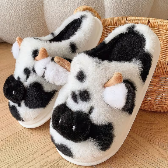 Pantuflas con estampado de vaca